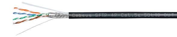 Кабель Cabeus SFTP-4P-Cat.5e-SOLID-OUT-LSZH-UV (7472c) (SF/UTP, CAT.5E, LSZH, 305 м, черный)