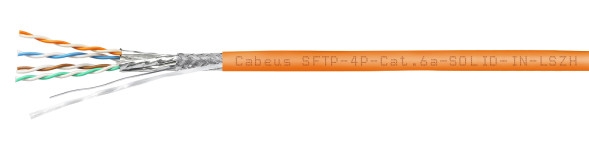 Кабель Cabeus SFTP-4P-Cat.6a-SOLID-IN-LSZH (7468c) (S/FTP, CAT.6A, LSZH, 305 м, оранжевый)