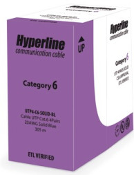 Кабель Hyperline UUTP4-C6-S23-IN-PVC-BL-305 (U/UTP, CAT.6, PVC, 305 м, синий)