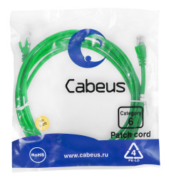 Патч-корд Cabeus PC-UTP-RJ45-Cat.6-3m-GN (8687c) (U/UTP, CAT.6, PVC, 3 м, зеленый)