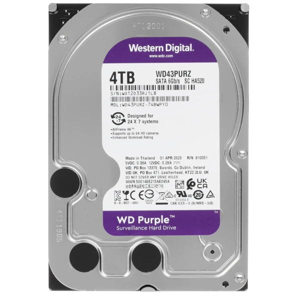 Жесткий диск Western Digital Purple WD43PURZ (4 TB, 3.5&quot;, SATA 3.0, для видеонаблюдения)