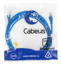 Патч-корд Cabeus PC-UTP-RJ45-Cat.6-3m-BL (8680c) (U/UTP, CAT.6, PVC, 3 м, синий)