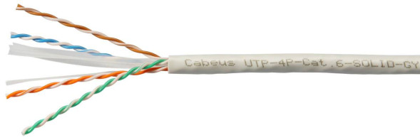 Кабель Cabeus UTP-4P-Cat.6-SOLID-GY-25 (7178c-7) (U/UTP, CAT.6, PVC, 25 м, серый)