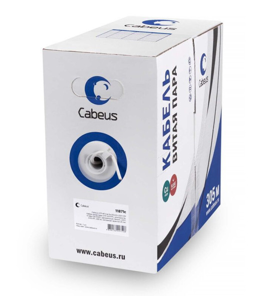 Кабель Cabeus UTP-4P-Cat.6-SOLID-LSZH-WH (11871c) (U/UTP, CAT.6, LSZH, 305 м, белый)