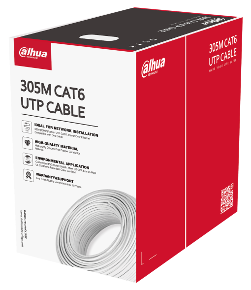 Кабель Dahua DH-PFM923I-6UN-C (U/UTP, CAT.6, LSZH, 305 м, белый)