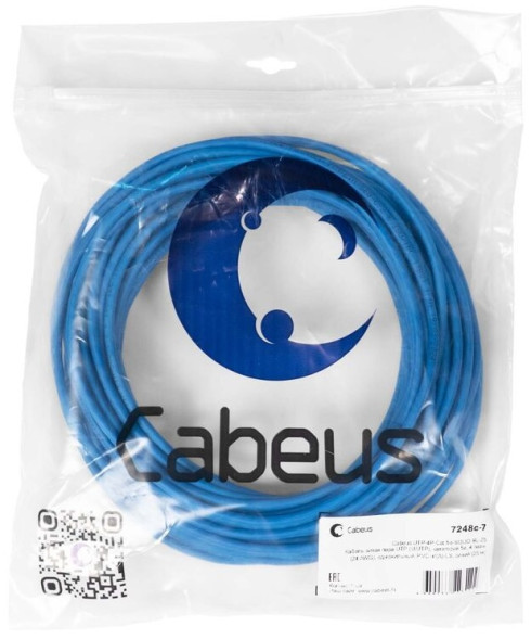 Кабель Cabeus UTP-4P-Cat.5e-SOLID-BL-25 (7248c-7) (U/UTP, CAT.5E, PVC, 25 м, синий)