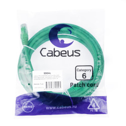 Патч-корд Cabeus PC-UTP-RJ45-Cat.6-3m-GN-LSZH (9964c) (U/UTP, CAT.6, LSZH, 3 м, зеленый)