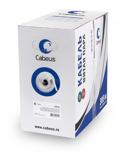 Кабель Cabeus UTP-4P-Cat.6-SOLID-LSLTx-GY (11143c) (U/UTP, CAT.6, LSZH, 305 м, серый)