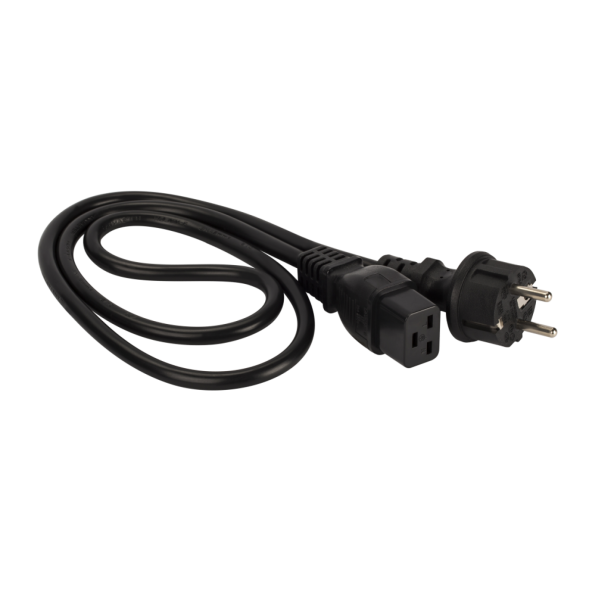 Кабель силовой оконцованный Lanmaster LAN-PP19/SH-2.0-BK (C19–Schuko, 16 A, 3x1.50 мм², 2 м, черный)