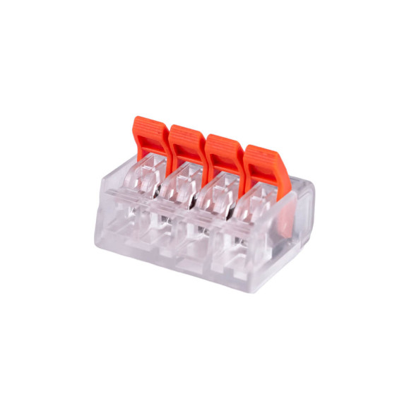 Клемма соединительная Cabeus MX-414 (11401c) (1 полюс, 4 зажима, 0.14–4.0 мм², с рычагом, 10 шт.)