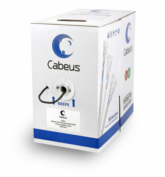 Кабель Cabeus UTP-4P-Cat.5e-SOLID-BK (7252c) (U/UTP, CAT.5E, PVC, 305 м, черный)