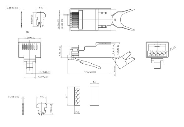 Коннектор Cabeus 8P8C-SH-C6(1.35)-TWP (RJ45, CAT.6, экранированный, под толстую жилу) (9543c)