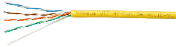 Кабель Cabeus UTP-4P-Cat.5e-SOLID-YL-20 (7251c-8) (U/UTP, CAT.5E, PVC, 20 м, желтый)