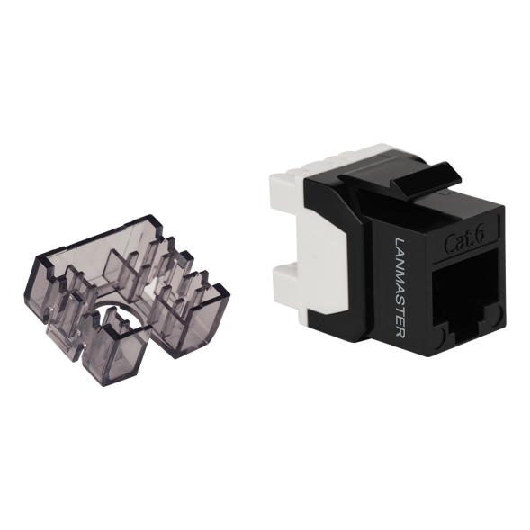Модуль Keystone Jack Lanmaster LAN-OK45U6/180N-BK (RJ45, CAT.6, UTP, 180°, черный)