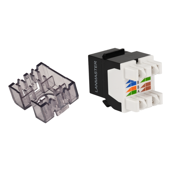 Модуль Keystone Jack Lanmaster LAN-OK45U6/180N-BK (RJ45, CAT.6, UTP, 180°, черный)