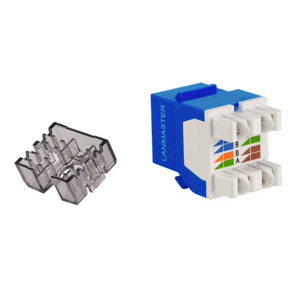 Модуль Keystone Jack Lanmaster LAN-OK45U6/180N-BL (RJ45, CAT.6, UTP, 180°, синий)