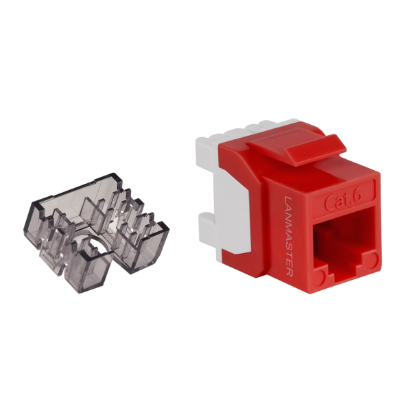 Модуль Keystone Jack Lanmaster LAN-OK45U6/180N-RD (RJ45, CAT.6, UTP, 180°, красный)