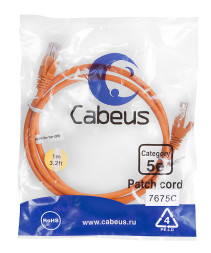 Патч-корд Cabeus PC-UTP-RJ45-Cat.5e-1m-OR-LSZH (9521c) (U/UTP, CAT.5E, LSZH, 1 м, оранжевый)