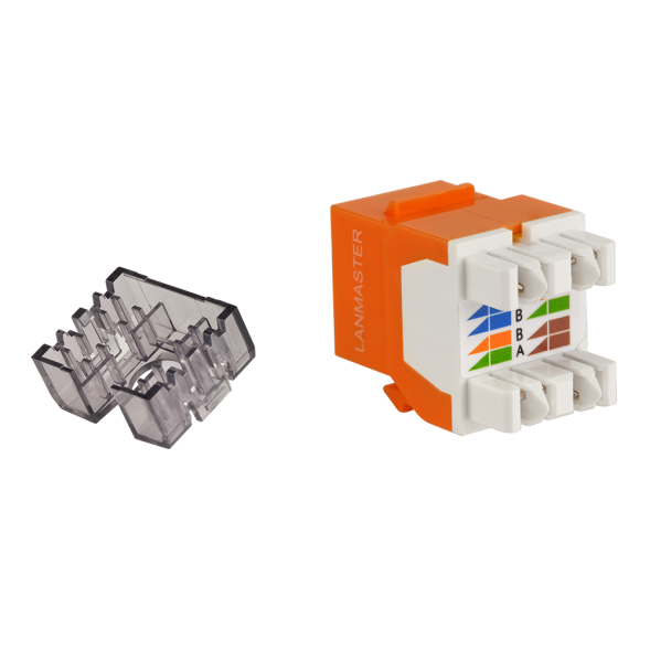 Модуль Keystone Jack Lanmaster LAN-OK45U6/180N-OR (RJ45, CAT.6, UTP, 180°, оранжевый)